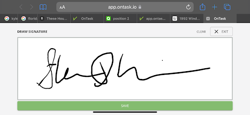 view of example signature